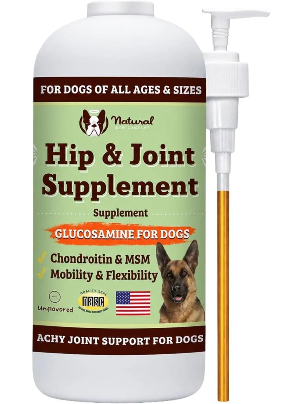 Natural Liquid Glucosamine for Dogs | Extra Strength Joint & Hip Oil, 32 oz.